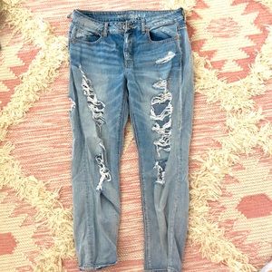 Distressed mom jeans